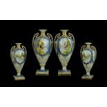 Noritake Fine Pair of Hand Painted Porcelain Twin Handled Baluster Vases,