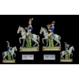 Capodimonte 'Tiche' Tosca Signed - Superior Quality Pair of Handpainted Porcelain Military Figures