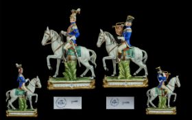 Capodimonte 'Tiche' Tosca Signed - Superior Quality Pair of Handpainted Porcelain Military Figures