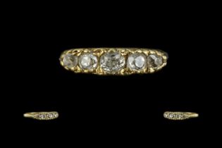 Antique Period 18ct Gold Attractive Five Stone Diamond Set Ring.