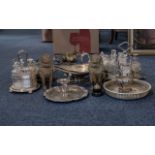 Box of Silver Plated Ware, including teapots, condiment sets and stands, trays, etc.