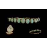 Antique Period 9ct Gold Opal Set Bracelet - The Opals In Graduated Form and Excellent Colour.