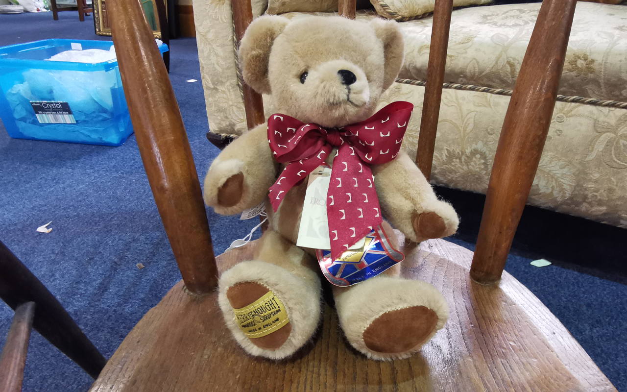 Merrythought Diamond Jubilee Ironbridge Bear, plush long pile fabric, lovely condition.