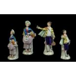 Sitzendorf - Excellent Pair of 19th Century Hand Painted Porcelain Figures Painted In Strong