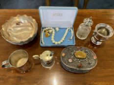 Collection of Silver Plated & White Metal Items, including a decorative bowl, leaf pattern to outer,