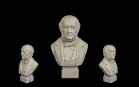 A Mid 19thC Parian Bust Of William Ewart Gladstone, Raised On A Square Base, Unsigned,