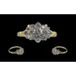 Ladies Attractive 18ct Gold Diamond Set Dress Ring - Full Hallmark to Interior of Shank.