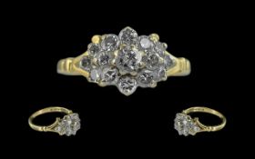 Ladies Attractive 18ct Gold Diamond Set Dress Ring - Full Hallmark to Interior of Shank.