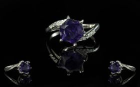 Amethyst Star Cut Ring, an unusual cut of amethyst in the form of a softened star shape, weighing