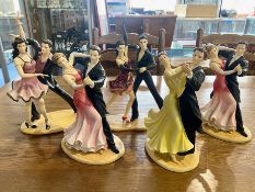 Collection of Porcelain Dancing Figures, comprising four 'Dance Sensations' figures,