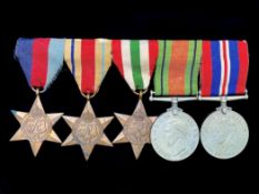 Collection of Five Second World War Medals, comprising three stars, Defense Medal,