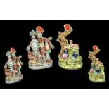 Staffordshire Hand Painted Pair of Figural Spill Vases. c.1860's.