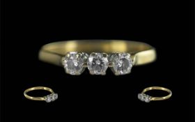 18ct Gold Attractive 3 Stone Diamond Set Ring, marked 750 - 18ct to shank.