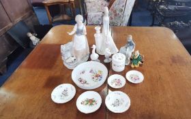 Collection of Miscellaneous Porcelain, comprising a 12" Nao figure of a girl at a water fountain,