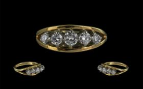 Ladies Good Quality 18ct Gold Five Stone Diamond Set Ring, full hallmark to shank,