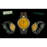 Gucci Gold Plated Wrist Watch - Quartz Movement With Original Gucci Watch Strap & Gucci Display Box.