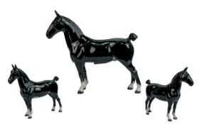Beswick - Hand Painted Horse Figure ' Hackney ' Black Magic. Model No 1361. Designer Mr Orwell. c.