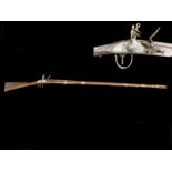 An Indian Made Flintlock Rifle, white metal mounts,