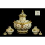 Royal Worcester Superb Hand Painted Reticulated Twin Handled Vase of excellent design,