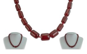 1920s Good Quality Cherry Amber Beaded Necklace,