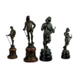 French 19th Century Pair of Spelter Figures on Rotating Bases.