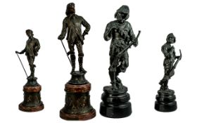 French 19th Century Pair of Spelter Figures on Rotating Bases.