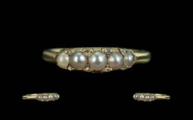 Antique Period - 18ct Gold Attractive Pearl and Rose-cut Diamond Set Dress Ring,