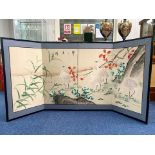 Four Panel Screen, depicting Cranes and landscape. Each panel measures 36" x 18".