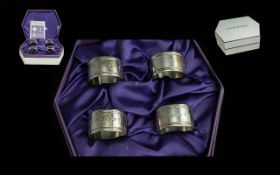 Boxed Set Of Four Silver Napkin Rings, Feature Hallmarks From The Four British Assay Offices,