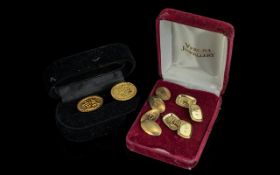 Three Pairs Of Gold Cufflinks, 2 x 14ct And a 9ct Gold Pair,