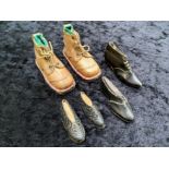 Three Pairs of Antique Miniature Apprentice Shoes, in leather. Beautifully made miniature shoes.