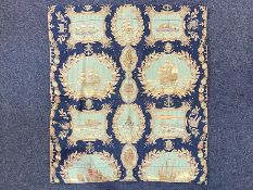 Cunard Liner Bed/Sofa Throw, blue patterned fabric representing British Naval History from 1515.