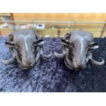 Pair of Bronze Rams Head Wall Sconces, realistically modelled, approx. 7" tall.
