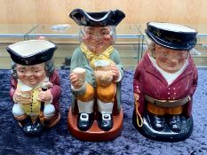 A Collection of Character Jugs including Royal Doulton Happy John, 8.5 inches in height, Jolly