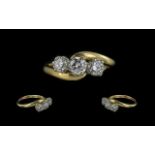 Ladies 18ct Gold Attractive Three Stone Diamond Set Ring,