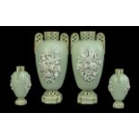 Brown Westhead and Moore Pair of Stunning Mid 19th Century Reticulated Twin Handle Vases,