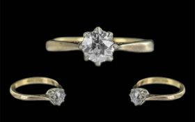 18ct Gold and Platinum Single Stone Diamond Ring. Marked 18ct and Platinum to Shank.