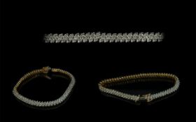 9ct Gold Well Designed and Attractive Diamond Set Line Bracelet, marked 9.