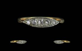 Antique Period 18ct Gold Attractive 5 Stone Diamond Set Ring. Marked 18ct to Shank.