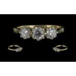 Antique Period 18ct Gold Ladies Three Stone Diamond Set Ring, the round,