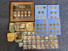 Collection of Coins, including three volumes of Great Britain Pennies,