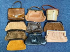 Collection of Vintage Handbags, comprising five 1960's clutch bags, in various colours,