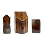 George III Mahogany Knife Box, figured sloping lid over a serpentine front,