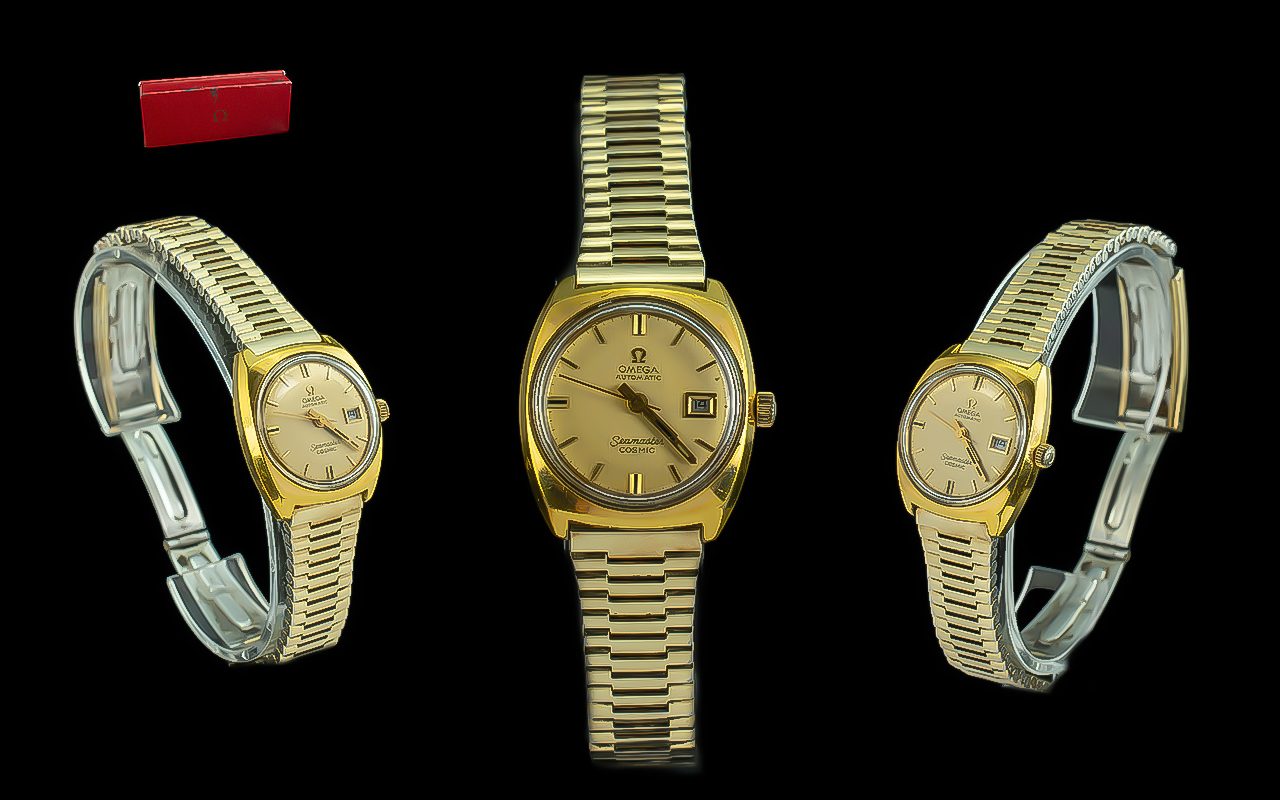 Omega Automatic Ladies 18ct Gold Plated Cosmic Seamaster Wrist Watch.