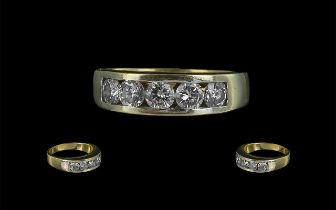 Ladies 18ct Gold Good Quality Five Stone Diamond Set Ring,