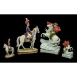 A Fine Pair of 19th Century Hand Painted Porcelain Figure of a Trumpeter,