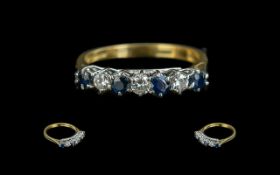 18ct Gold Attractive Diamond & Sapphire Ring, full hallmark for 750 - 18 ct.