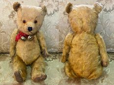 Early 20th Century Teddy Bear, moveable limbs, measures approx 18''.