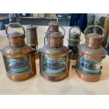 Collection of Copper Miner's & Ships Lamps, to include copper Starboard,