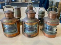 Collection of Copper Miner's & Ships Lamps, to include copper Starboard,